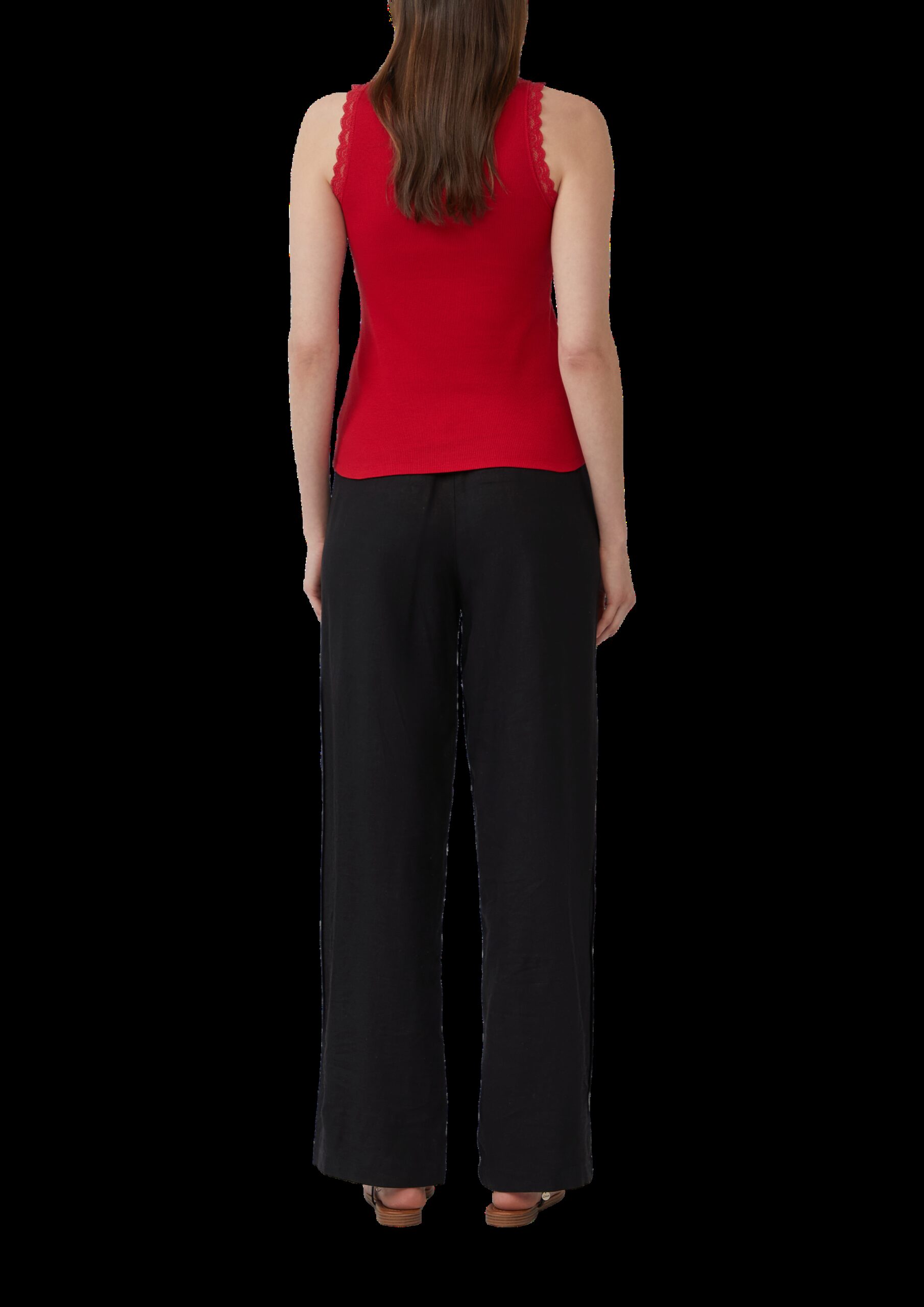 Geripptes Slim-Fit-Tanktop mit Spitze