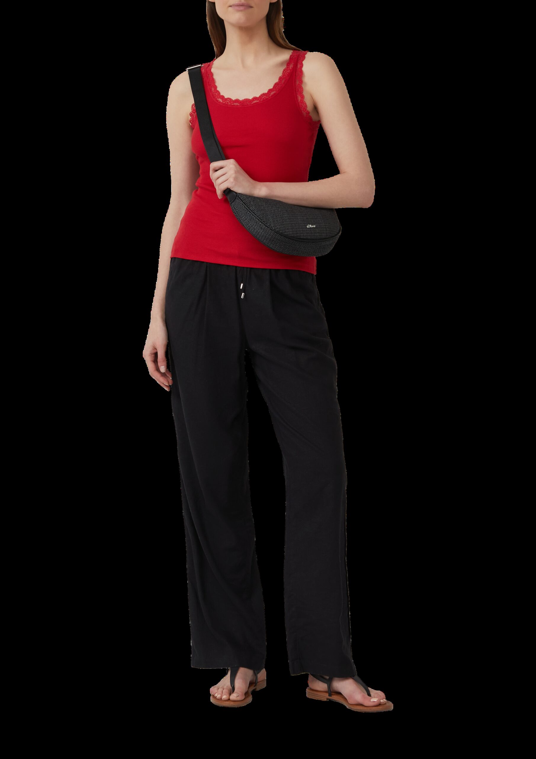 Geripptes Slim-Fit-Tanktop mit Spitze