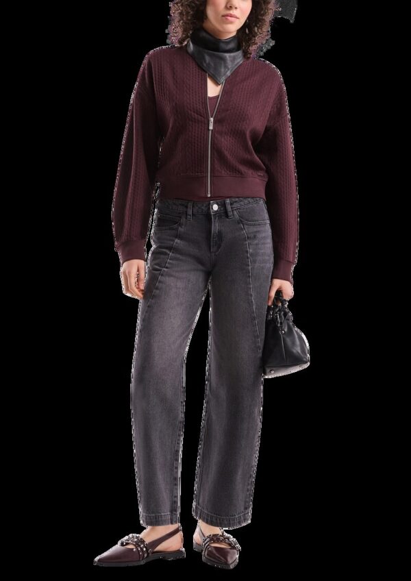 Sweatshirtjacke im Blousonstyle mit Zopfmuster