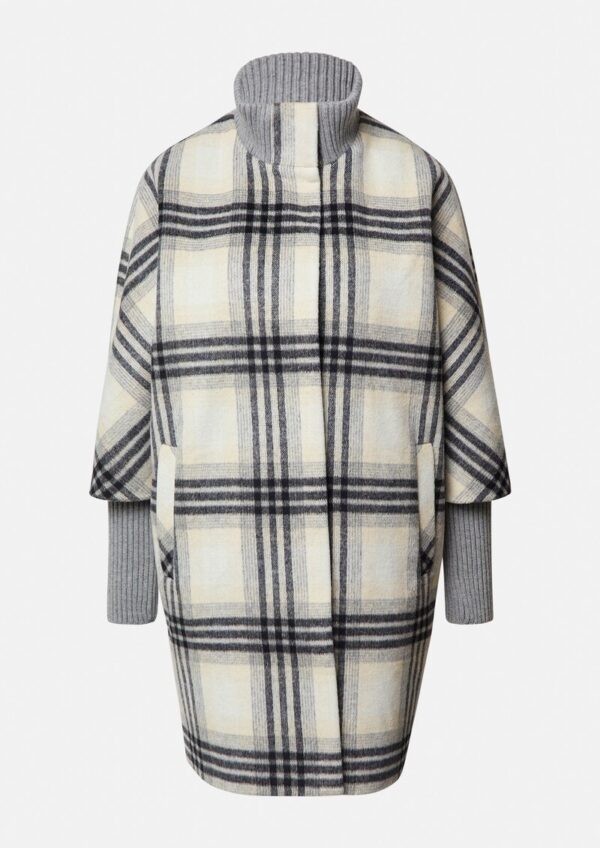 Karierter Mantel mit Strick-Details