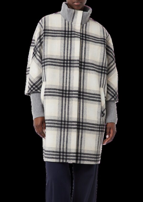 Karierter Mantel mit Strick-Details