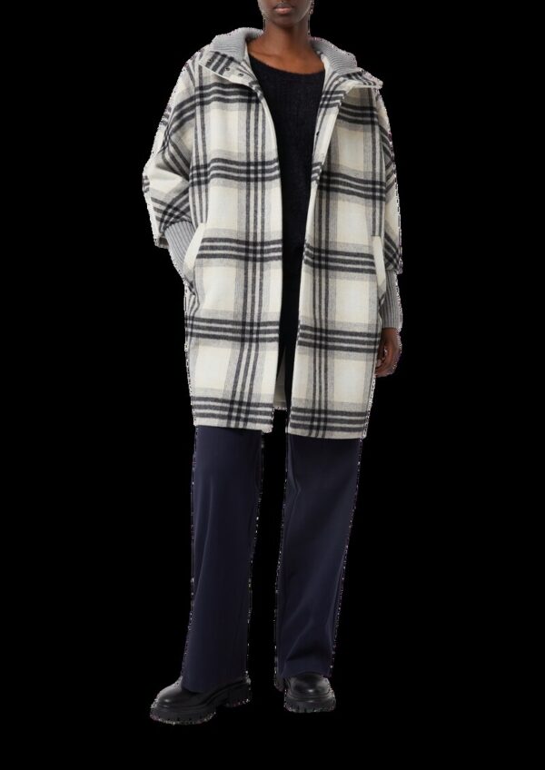 Karierter Mantel mit Strick-Details