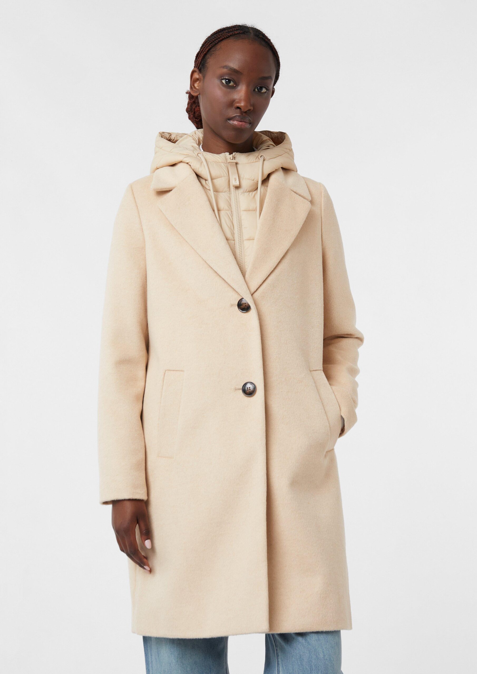 Wollmixmantel mit herausnehmbarem Steppeinsatz