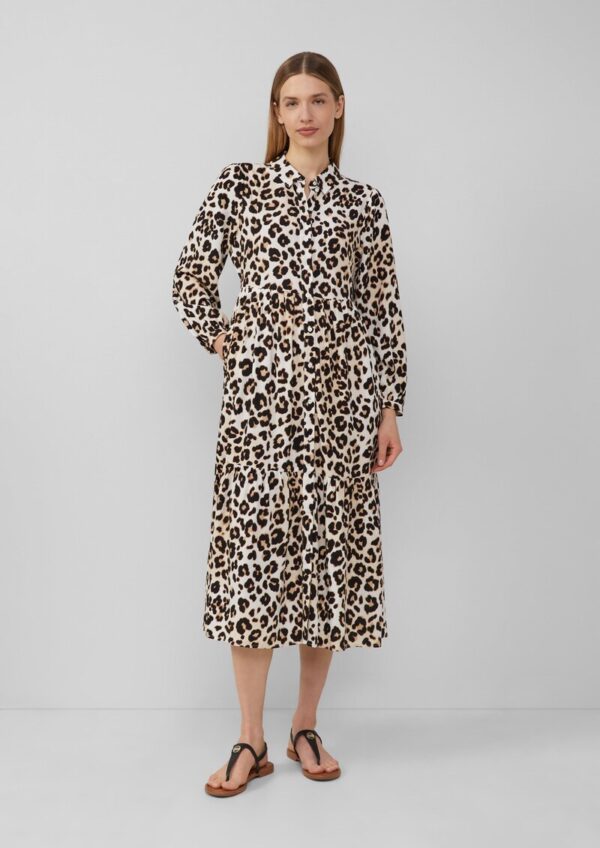Viskose-Kleid in Midi-Länge mit Leo-Muster