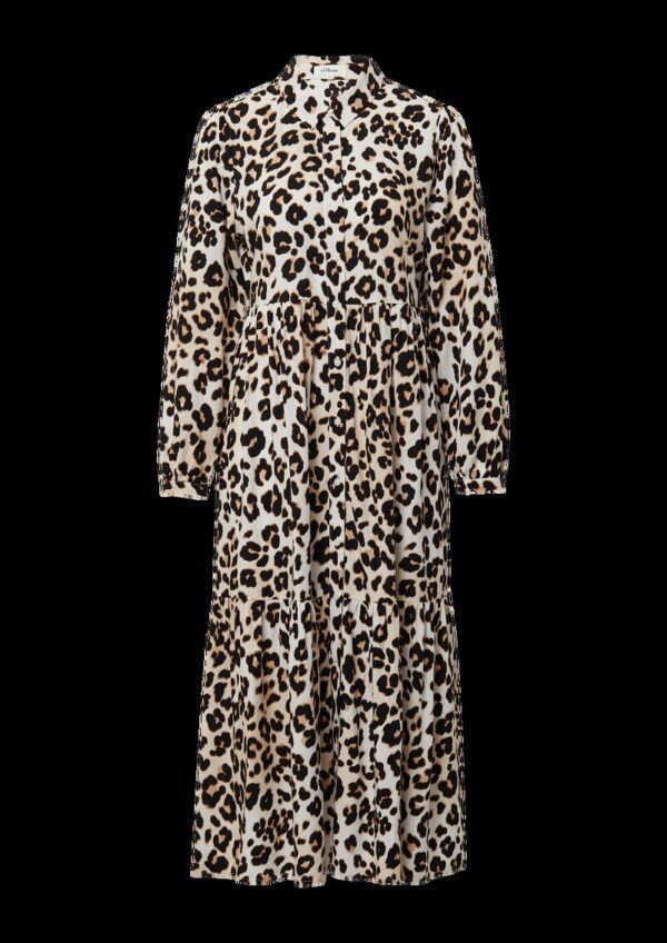 Viskose-Kleid in Midi-Länge mit Leo-Muster