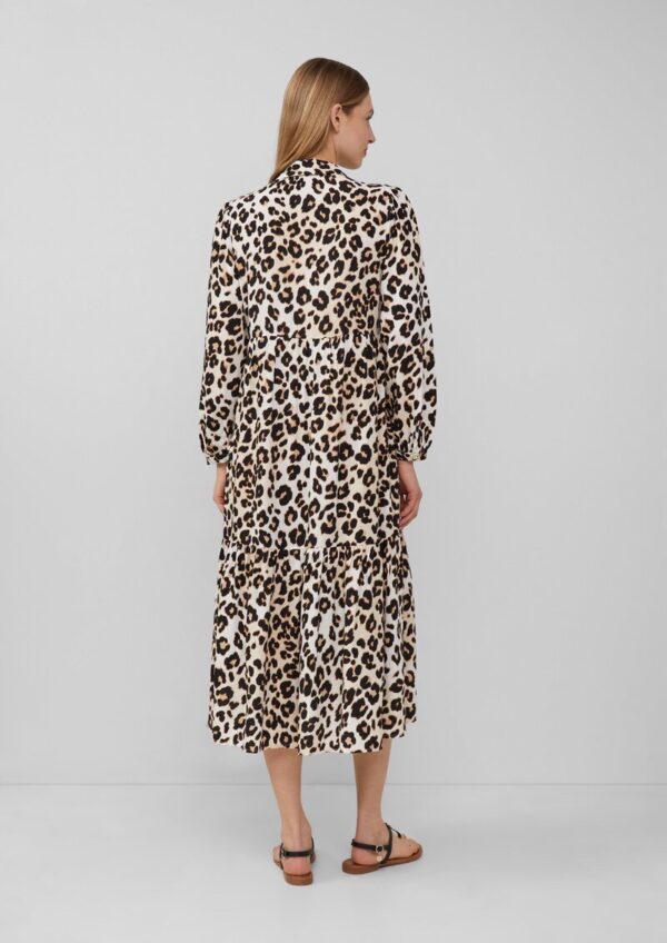 Viskose-Kleid in Midi-Länge mit Leo-Muster