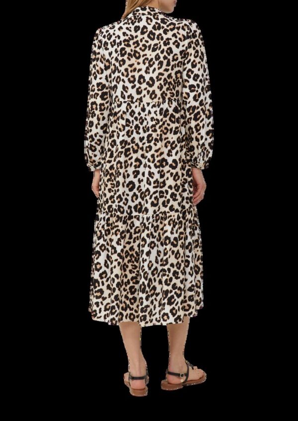 Viskose-Kleid in Midi-Länge mit Leo-Muster