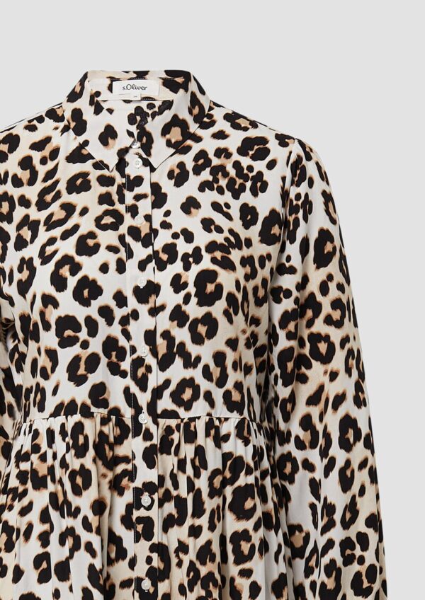 Viskose-Kleid in Midi-Länge mit Leo-Muster