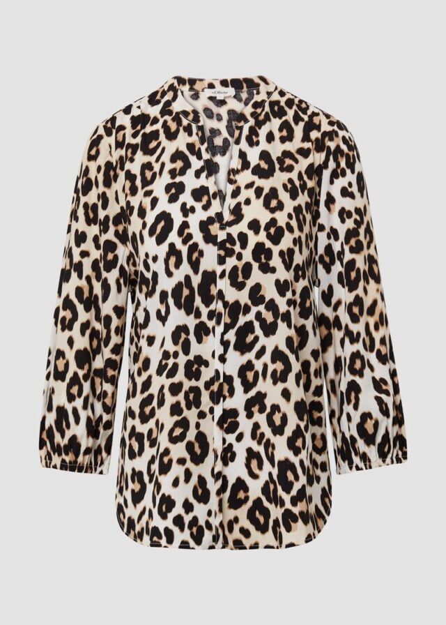 Viskose-Bluse mit Leo-Muster