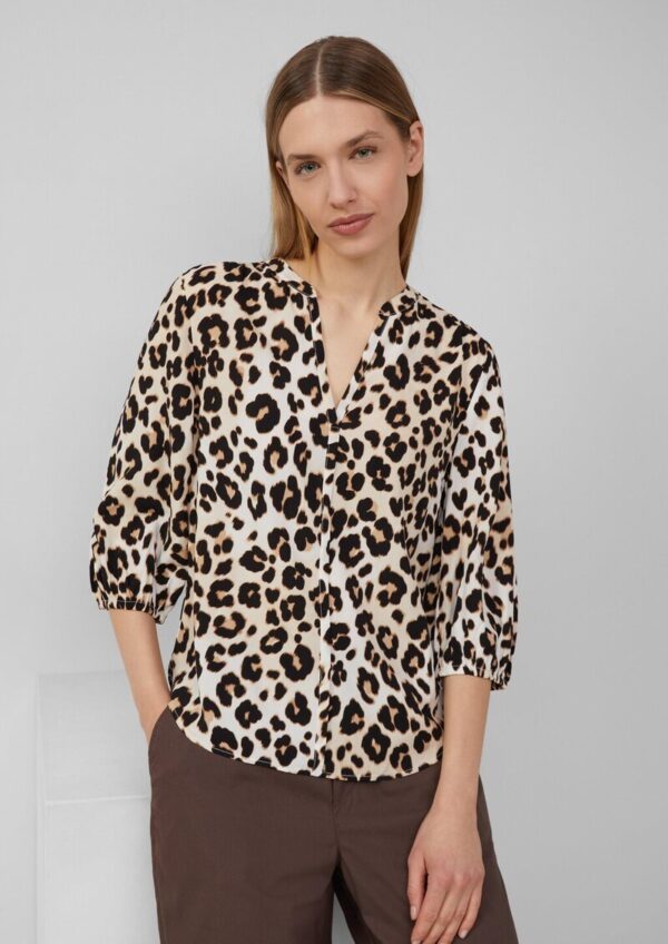 Viskose-Bluse mit Leo-Muster