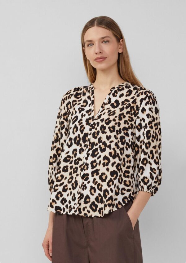 Viskose-Bluse mit Leo-Muster