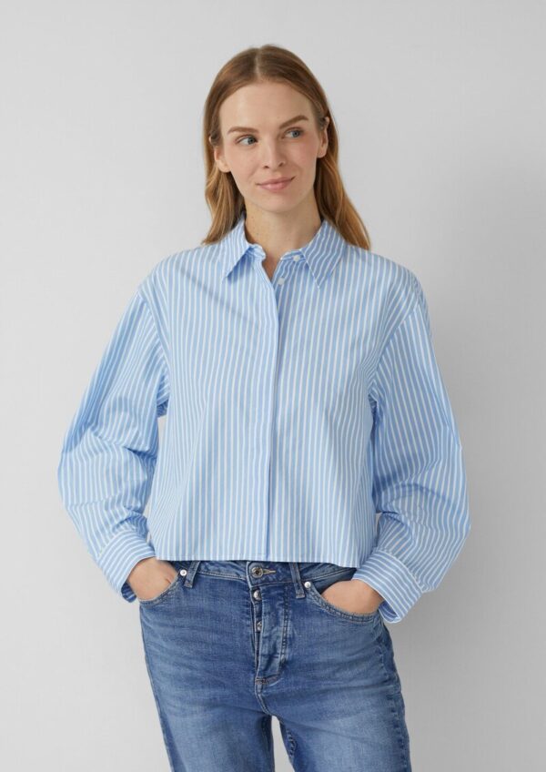 Gestreifte Popeline-Bluse im Boxy Fit