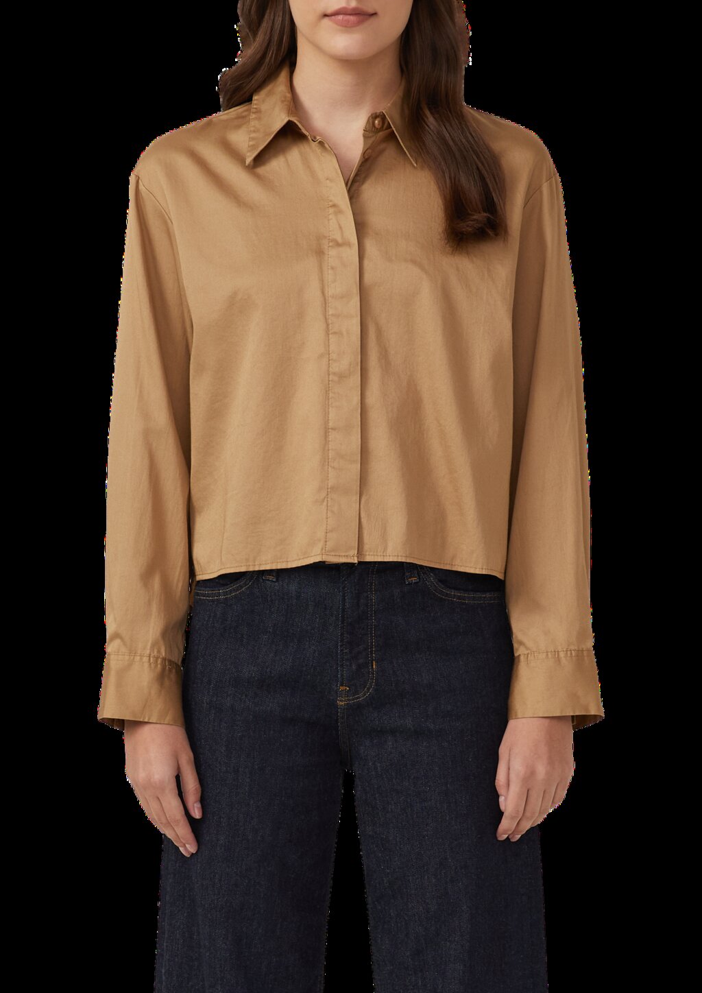 Verkürzte Bluse mit verdeckter Knopfleiste