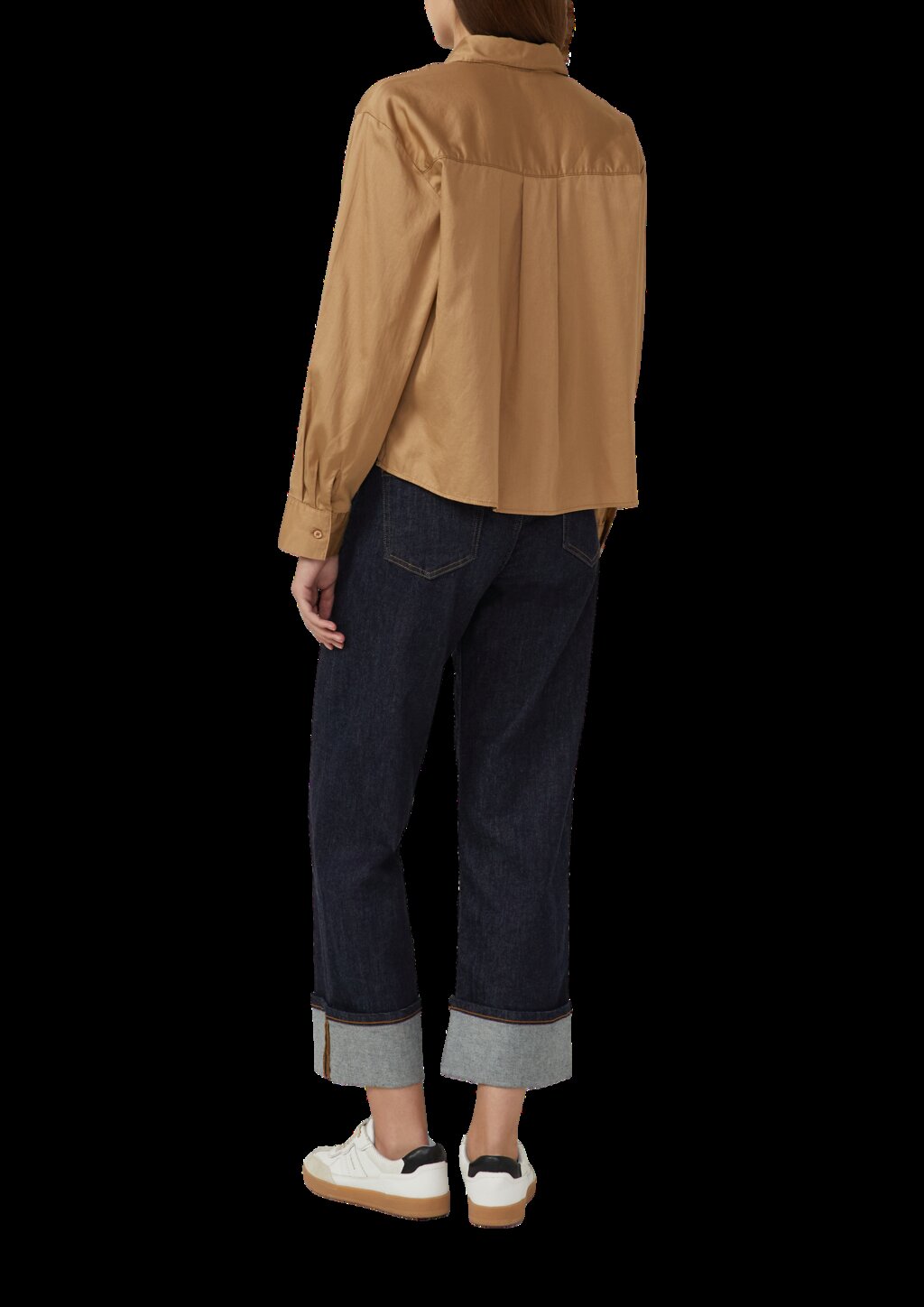 Verkürzte Bluse mit verdeckter Knopfleiste