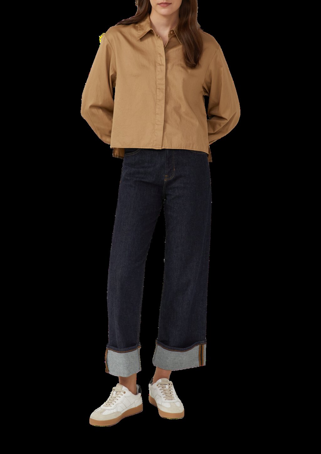 Verkürzte Bluse mit verdeckter Knopfleiste