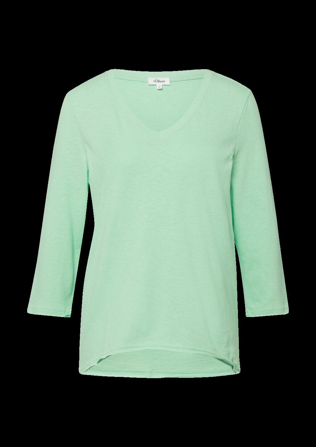 Jersey-T-Shirt mit Flammgarnstruktur und gerundetem Saum