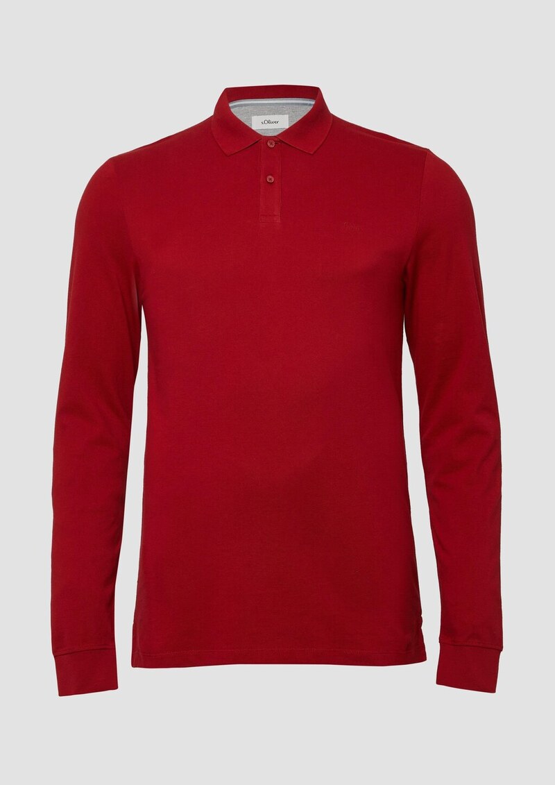 Langarm-Poloshirt aus Baumwoll-Piqué mit Bündchen