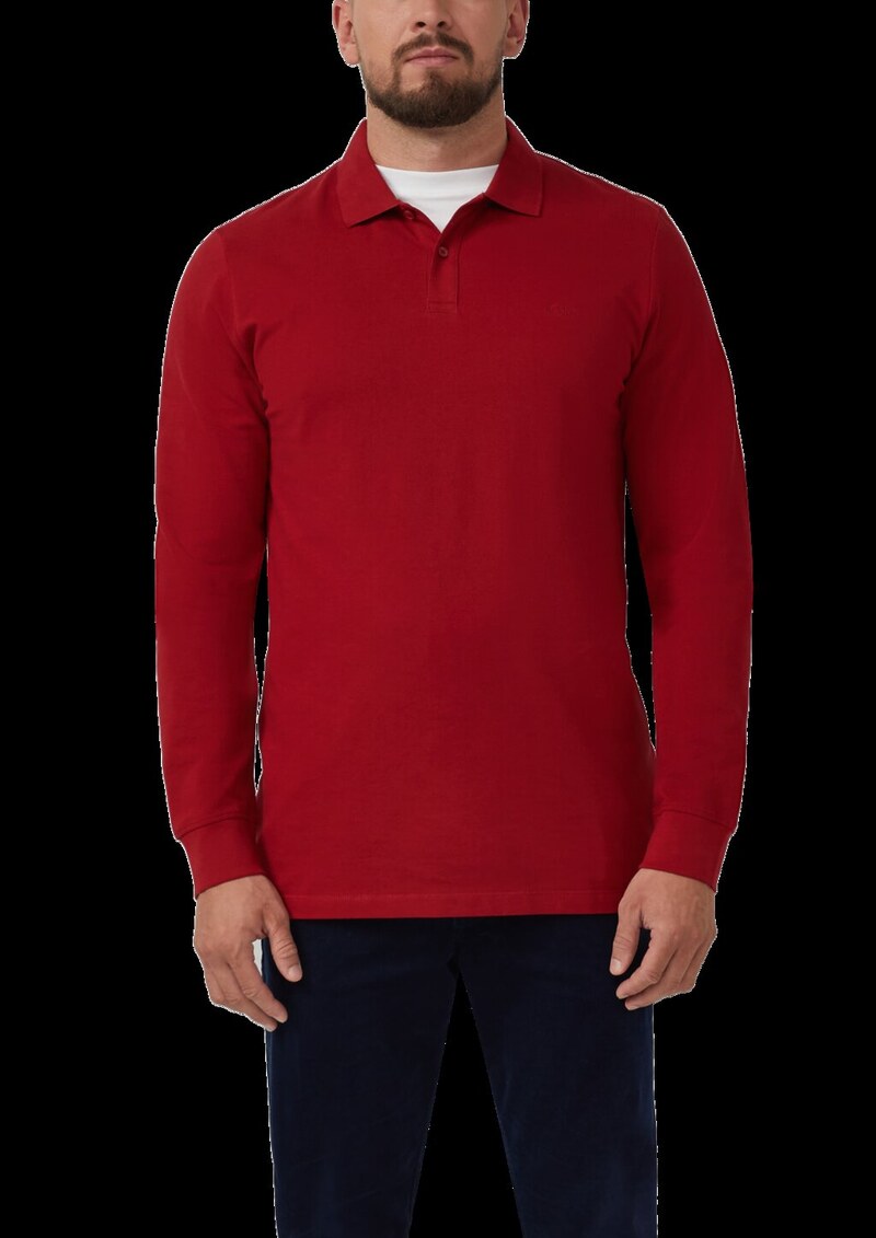 Langarm-Poloshirt aus Baumwoll-Piqué mit Bündchen