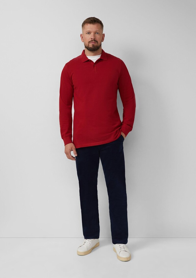 Langarm-Poloshirt aus Baumwoll-Piqué mit Bündchen