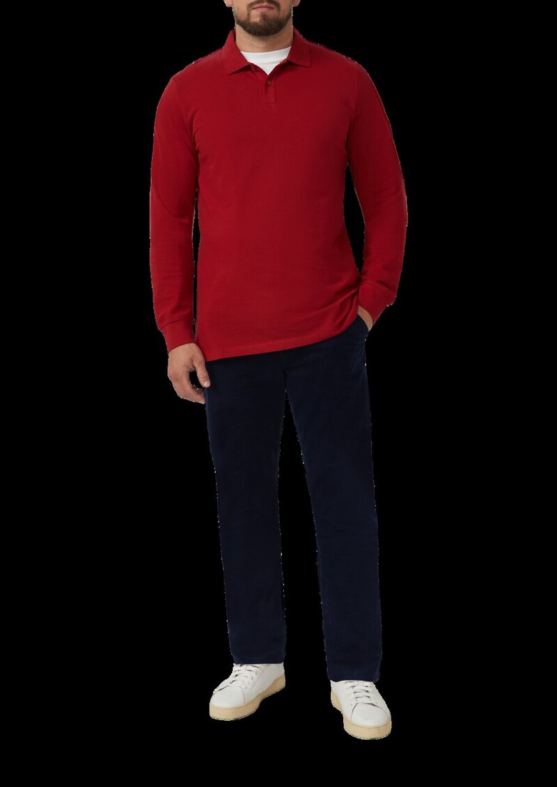 Langarm-Poloshirt aus Baumwoll-Piqué mit Bündchen