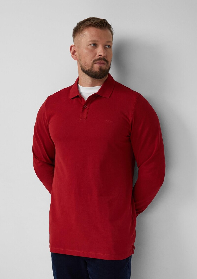 Langarm-Poloshirt aus Baumwoll-Piqué mit Bündchen