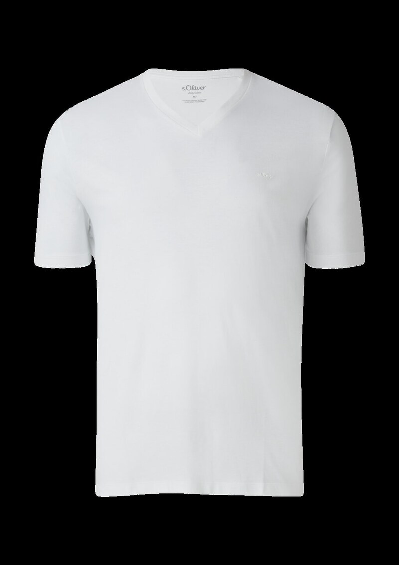 Baumwoll-T-Shirt mit V-Ausschnitt und Logoprint