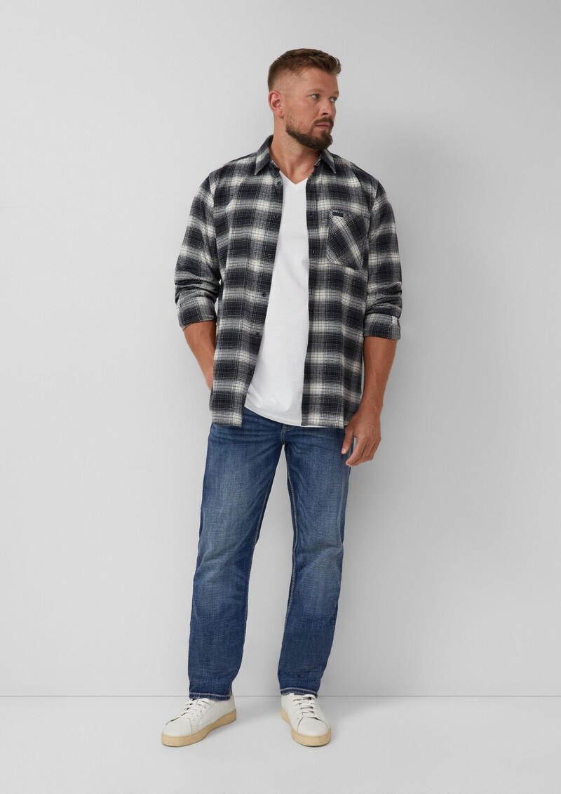 Baumwoll-T-Shirt mit V-Ausschnitt und Logoprint