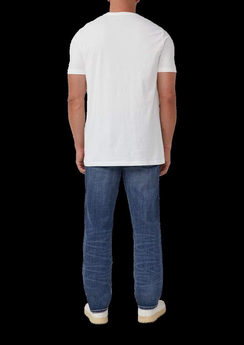 Baumwoll-T-Shirt mit V-Ausschnitt und Logoprint