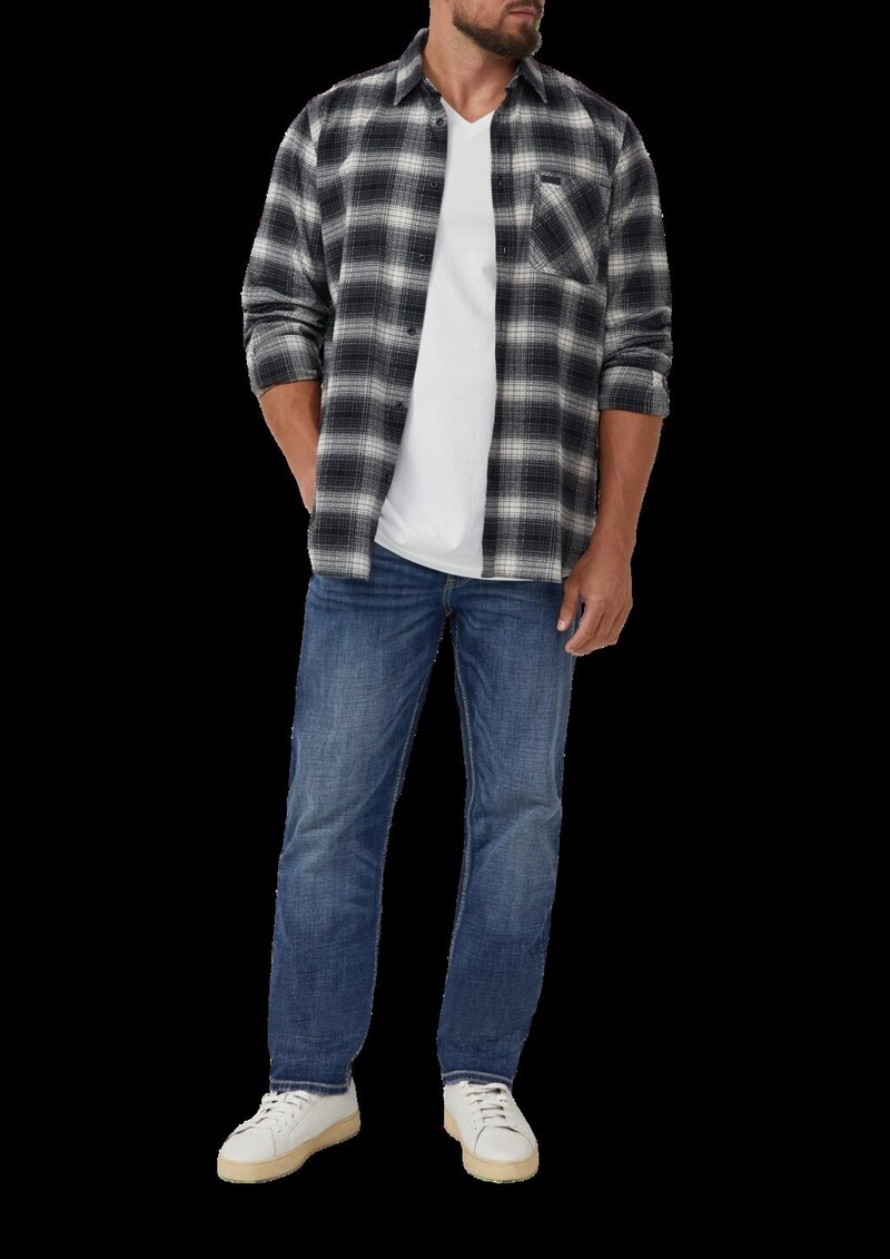 Baumwoll-T-Shirt mit V-Ausschnitt und Logoprint