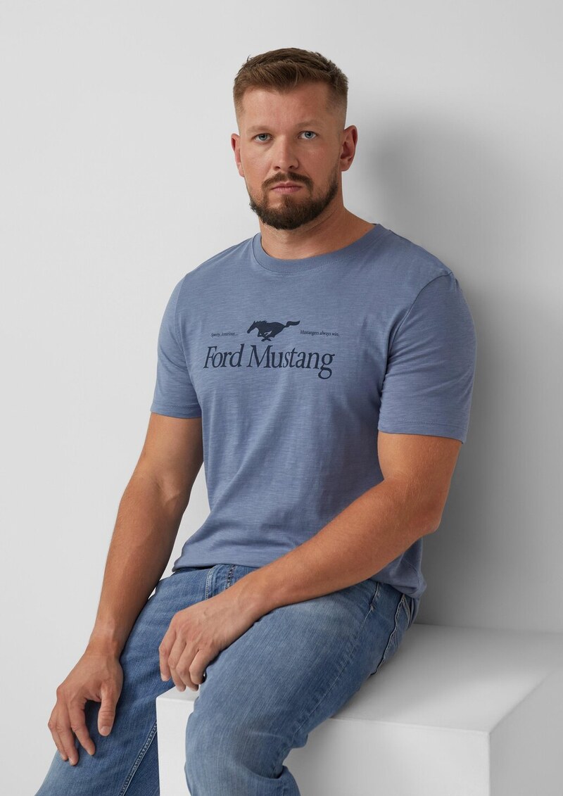 T-Shirt mit Flammgarnstruktur und Artwork