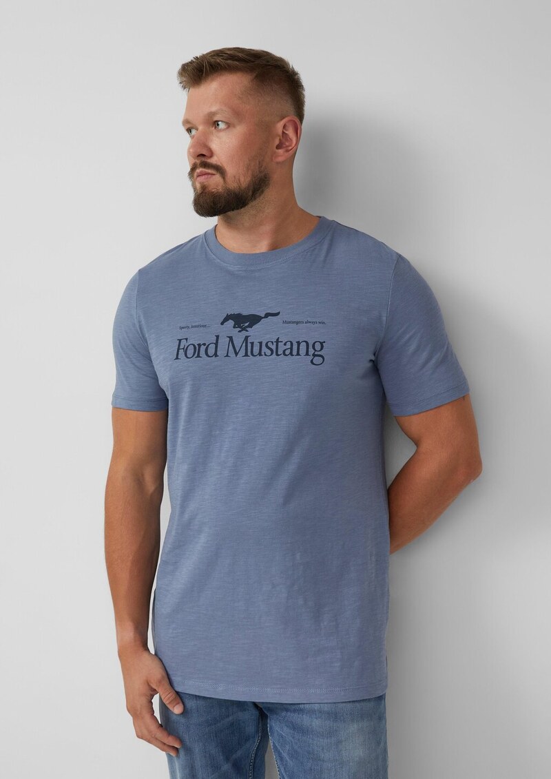 T-Shirt mit Flammgarnstruktur und Artwork