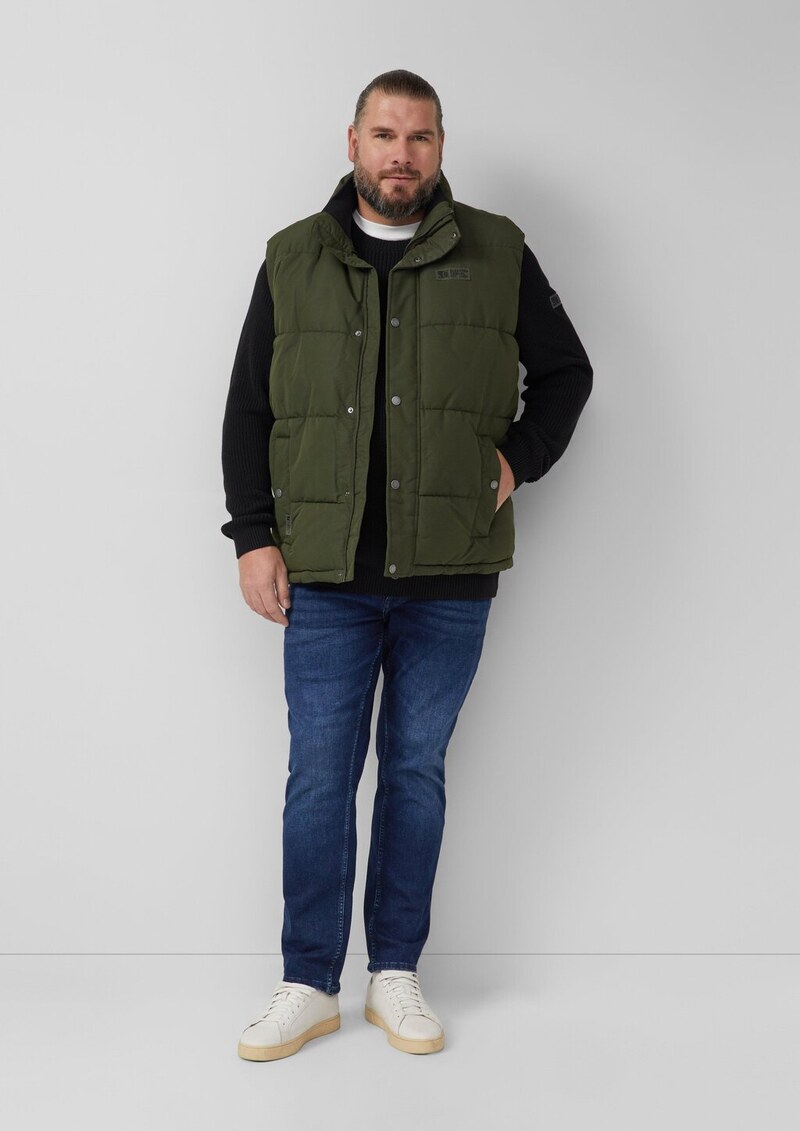 Strukturierter Baumwoll-Pullover mit Label-Patch