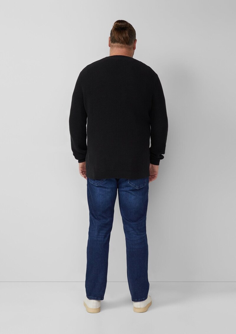 Strukturierter Baumwoll-Pullover mit Label-Patch