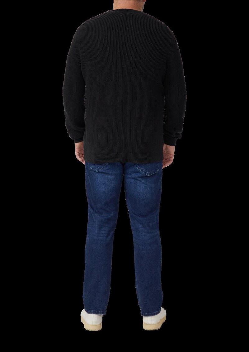 Strukturierter Baumwoll-Pullover mit Label-Patch