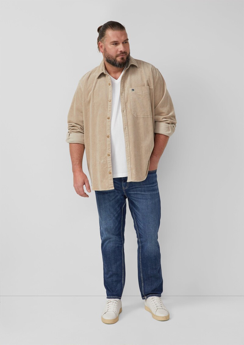 Baumwoll-T-Shirt mit V-Ausschnitt und Logoprint