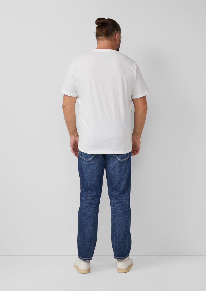 Baumwoll-T-Shirt mit V-Ausschnitt und Logoprint