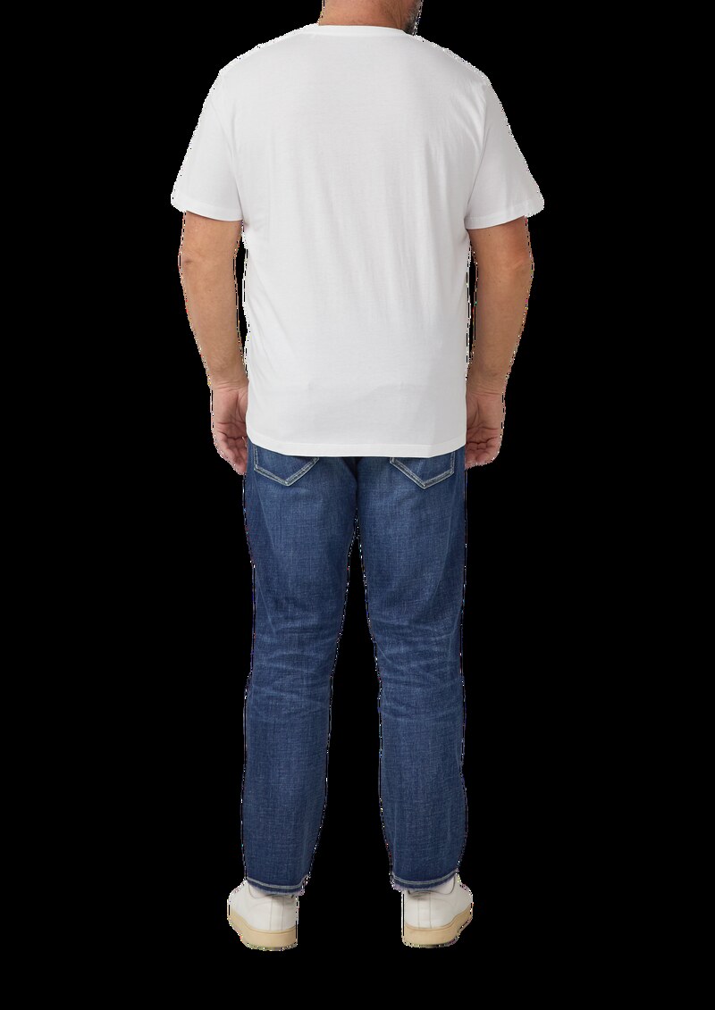 Baumwoll-T-Shirt mit V-Ausschnitt und Logoprint