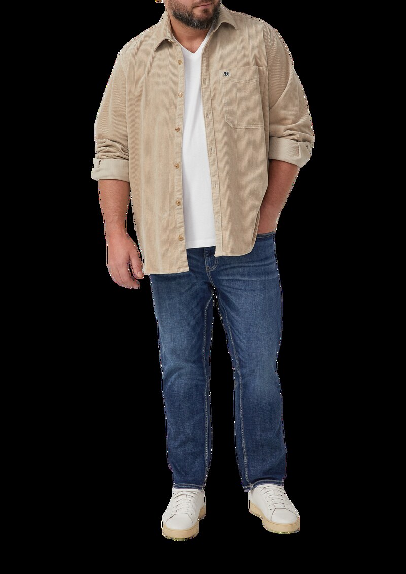 Baumwoll-T-Shirt mit V-Ausschnitt und Logoprint