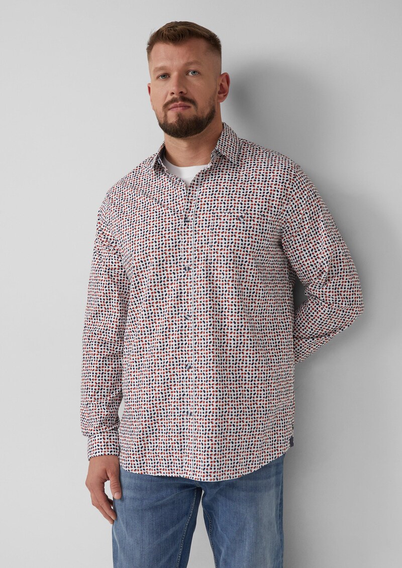 Slim Fit: Gemustertes Hemd aus Baumwollstretch