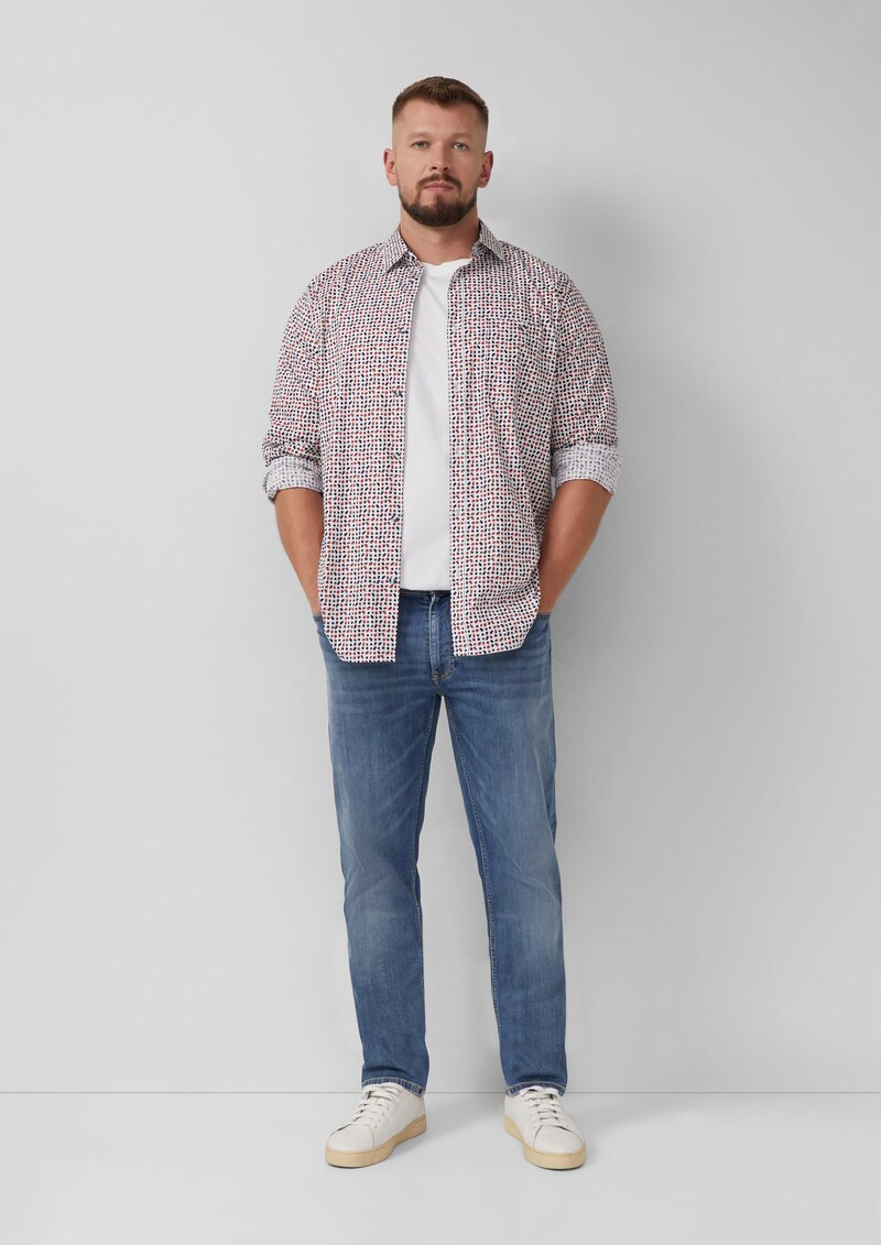 Slim Fit: Gemustertes Hemd aus Baumwollstretch