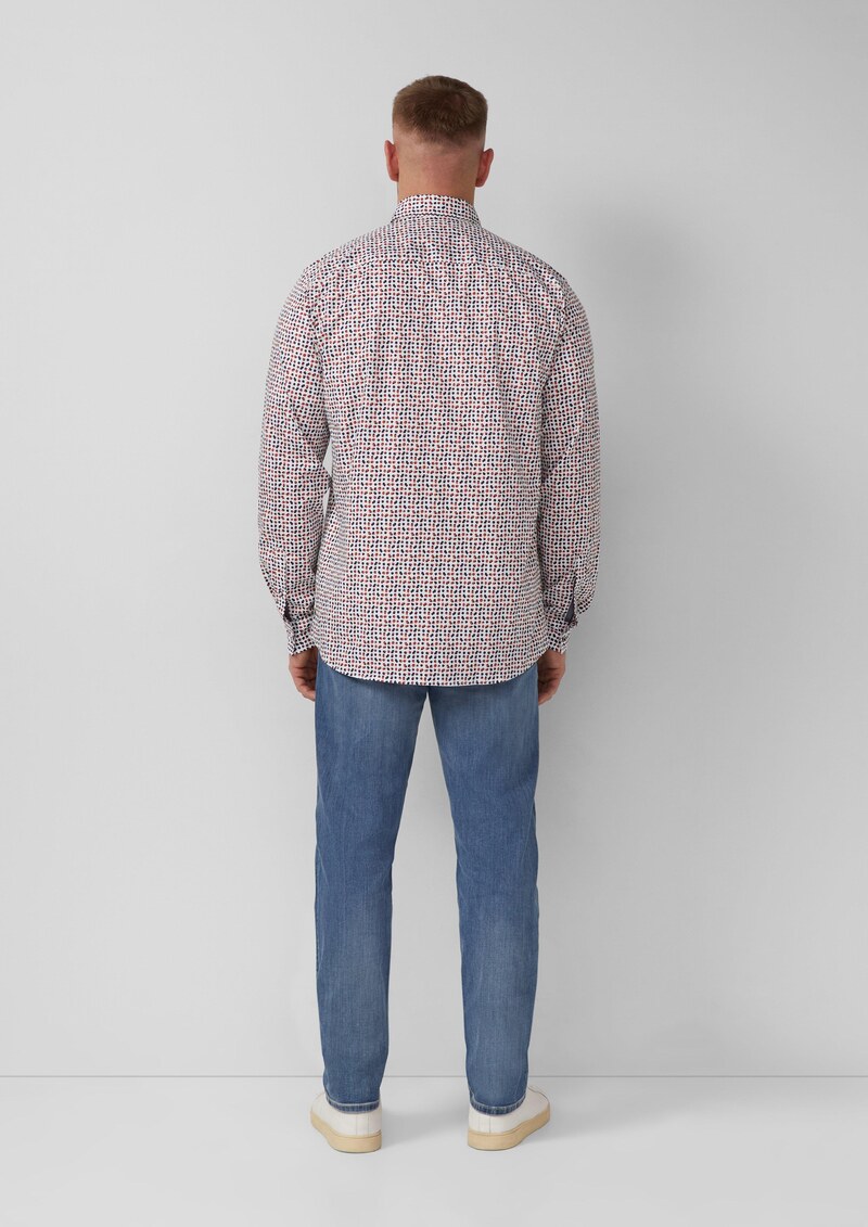 Slim Fit: Gemustertes Hemd aus Baumwollstretch