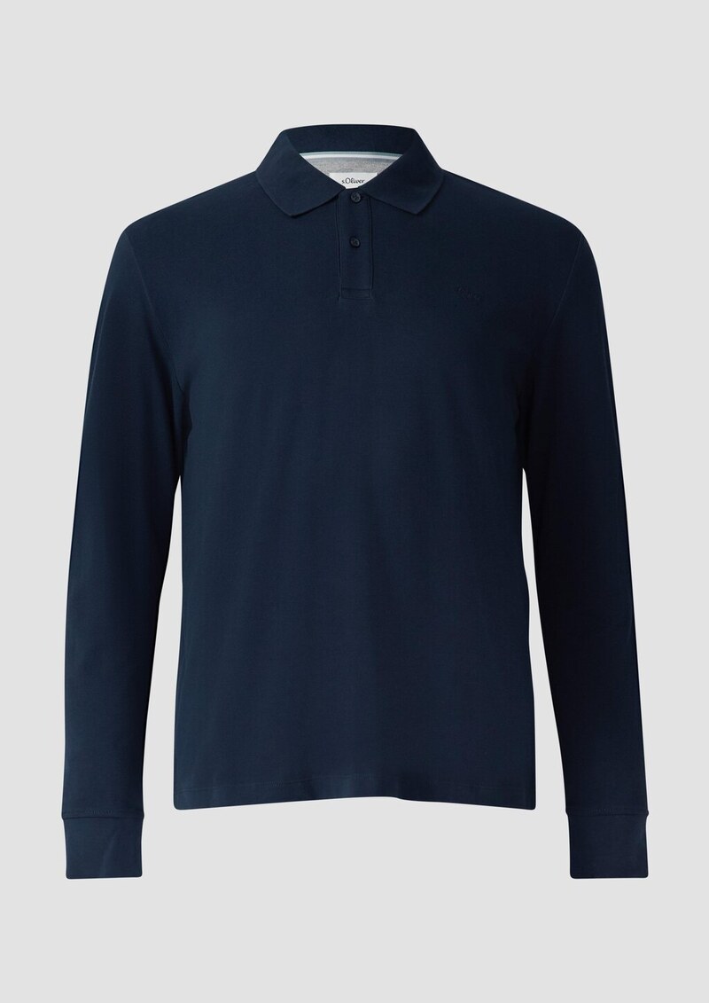 Langarm-Poloshirt aus Baumwoll-Piqué mit Bündchen