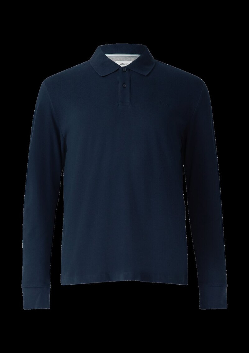 Langarm-Poloshirt aus Baumwoll-Piqué mit Bündchen