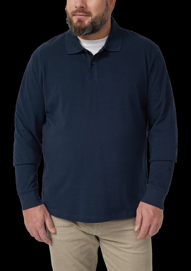 Langarm-Poloshirt aus Baumwoll-Piqué mit Bündchen