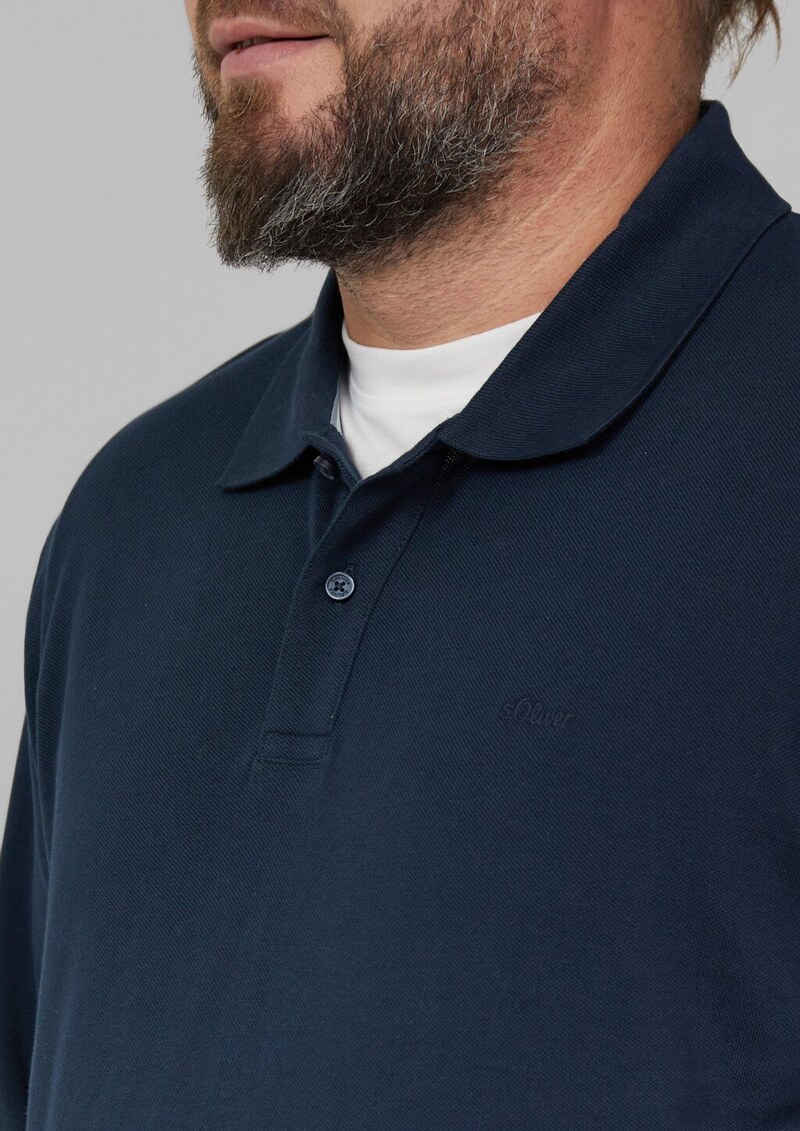 Langarm-Poloshirt aus Baumwoll-Piqué mit Bündchen