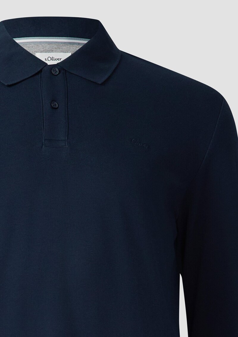 Langarm-Poloshirt aus Baumwoll-Piqué mit Bündchen