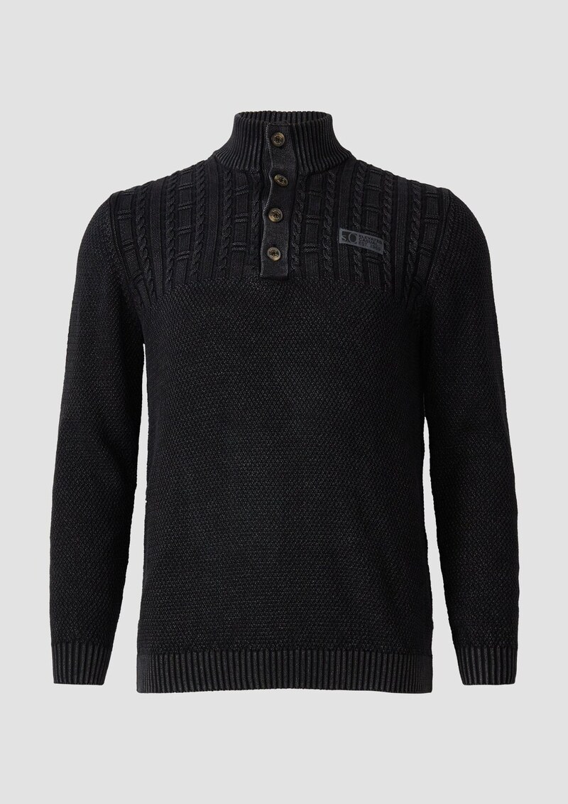 Strukturmix-Troyer aus Baumwolle mit Garment Dye