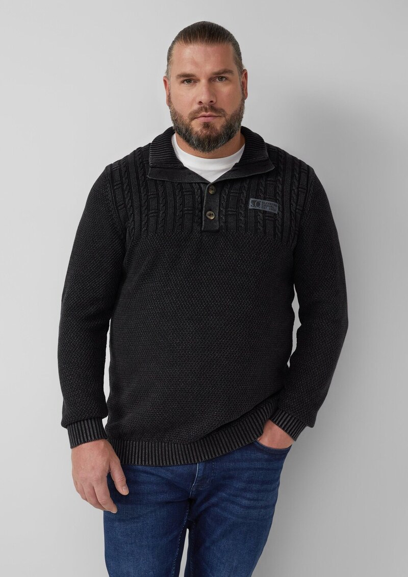 Strukturmix-Troyer aus Baumwolle mit Garment Dye