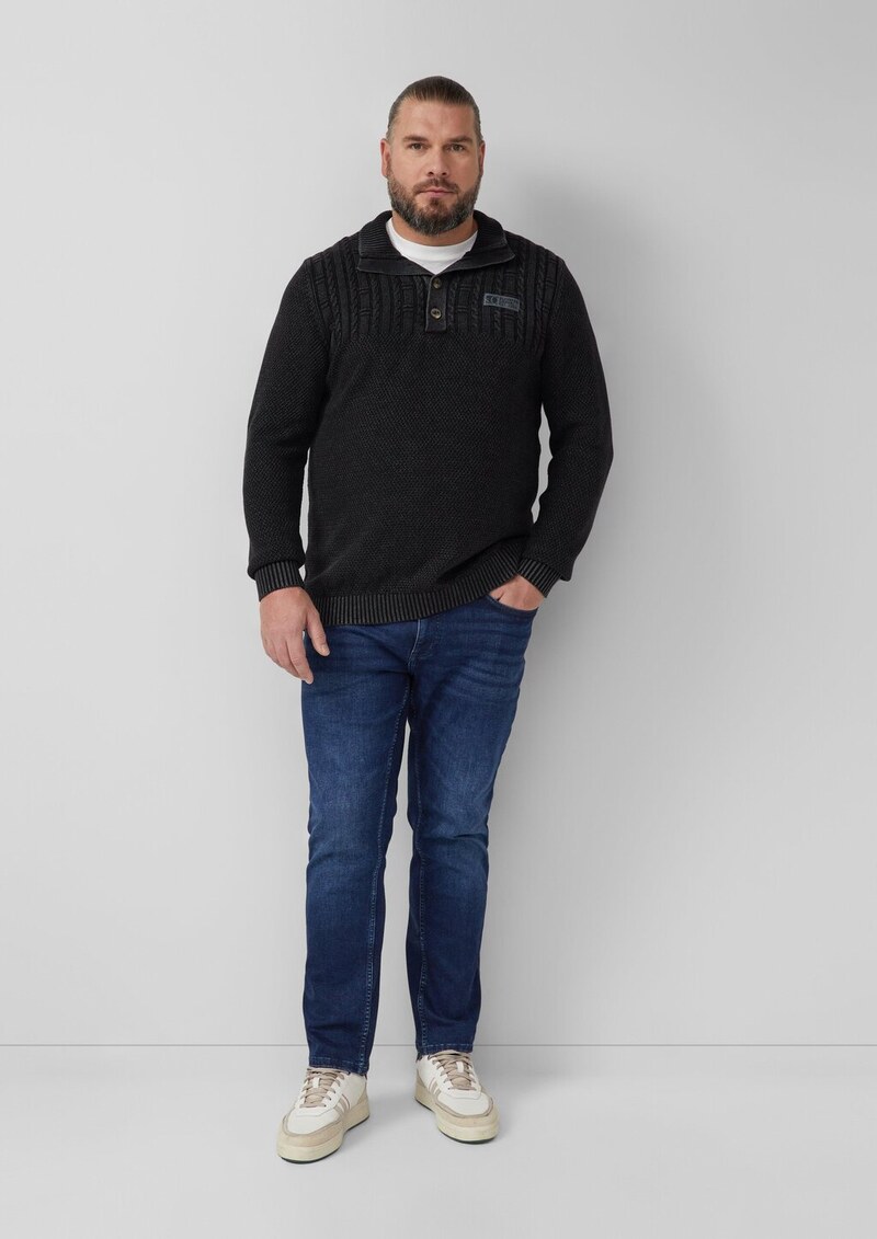 Strukturmix-Troyer aus Baumwolle mit Garment Dye