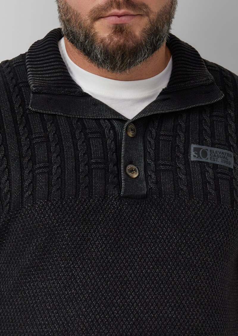 Strukturmix-Troyer aus Baumwolle mit Garment Dye